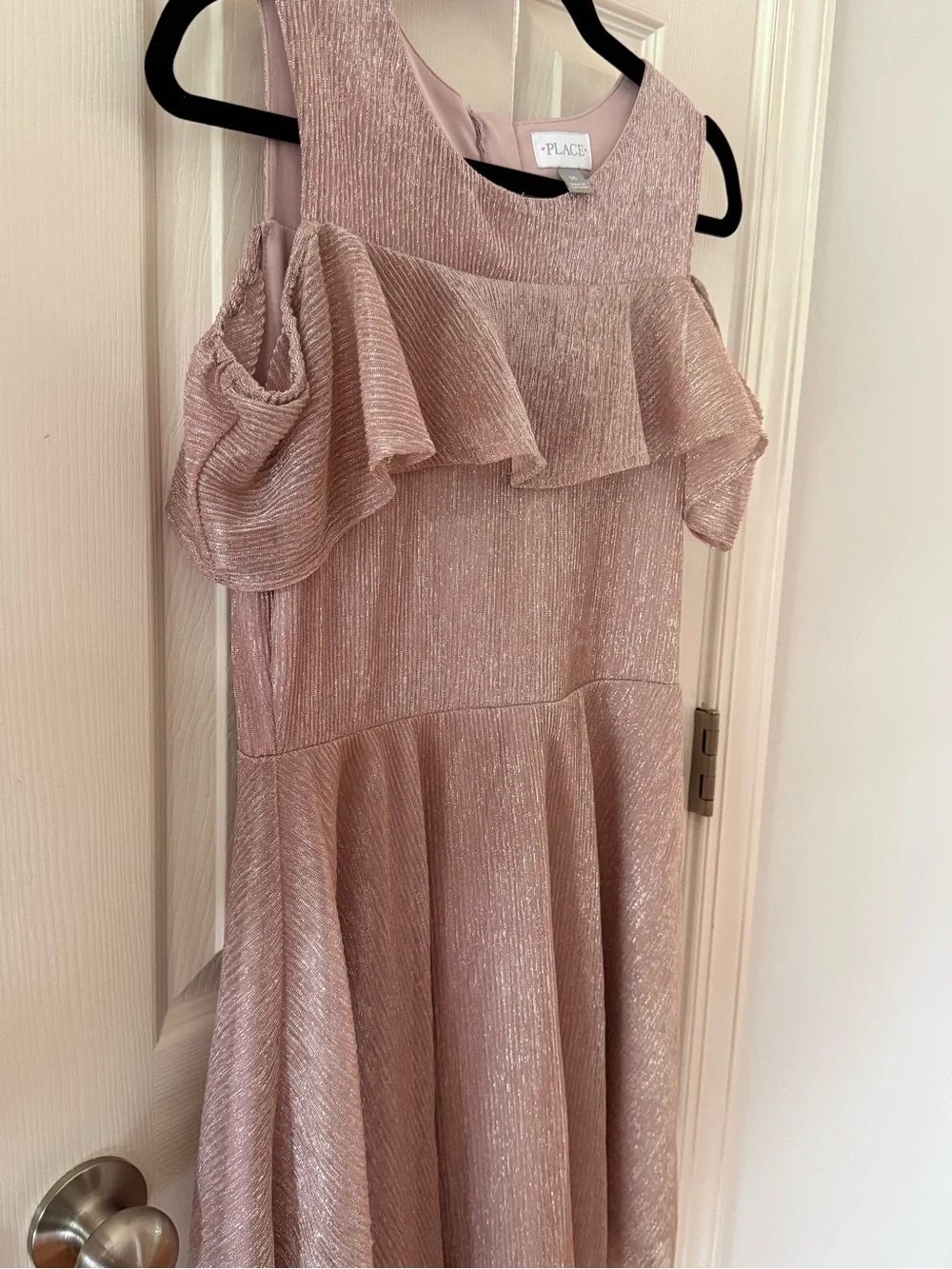 The Children’s Place Girls Pink Shimmer Cold Shoulder Party Dress Size 16